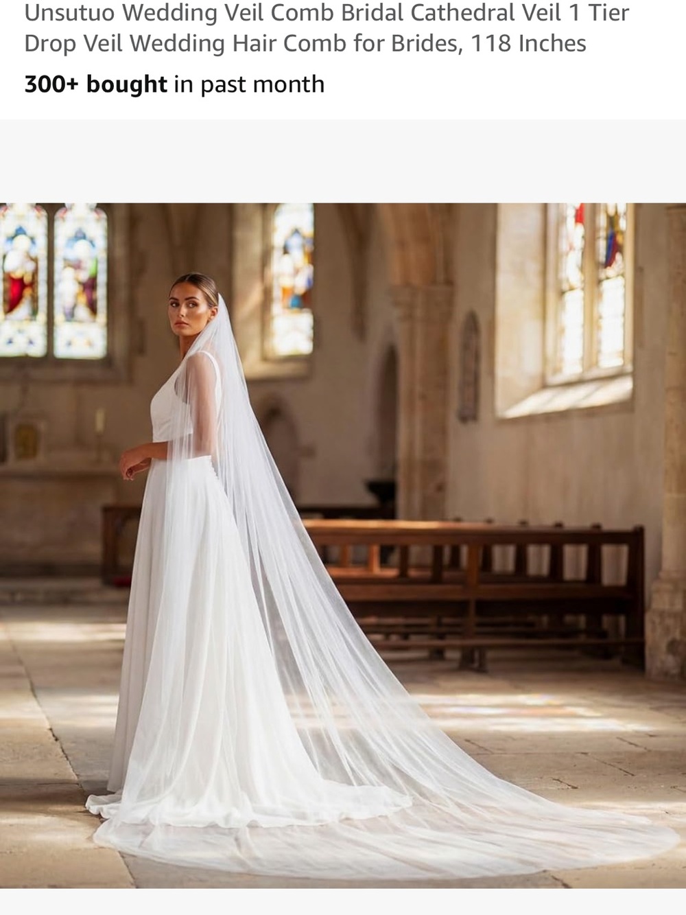 Bridal Cathedral Veil - White Long Wedding Veil